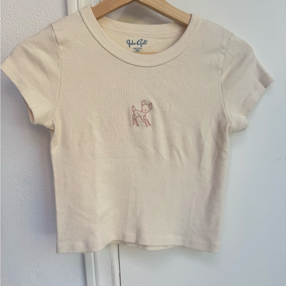 John Galt Ashlyn Deer Cropped T-Shirt